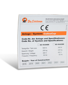 Typenschild D/GB: CulinaCup 300+500L ab